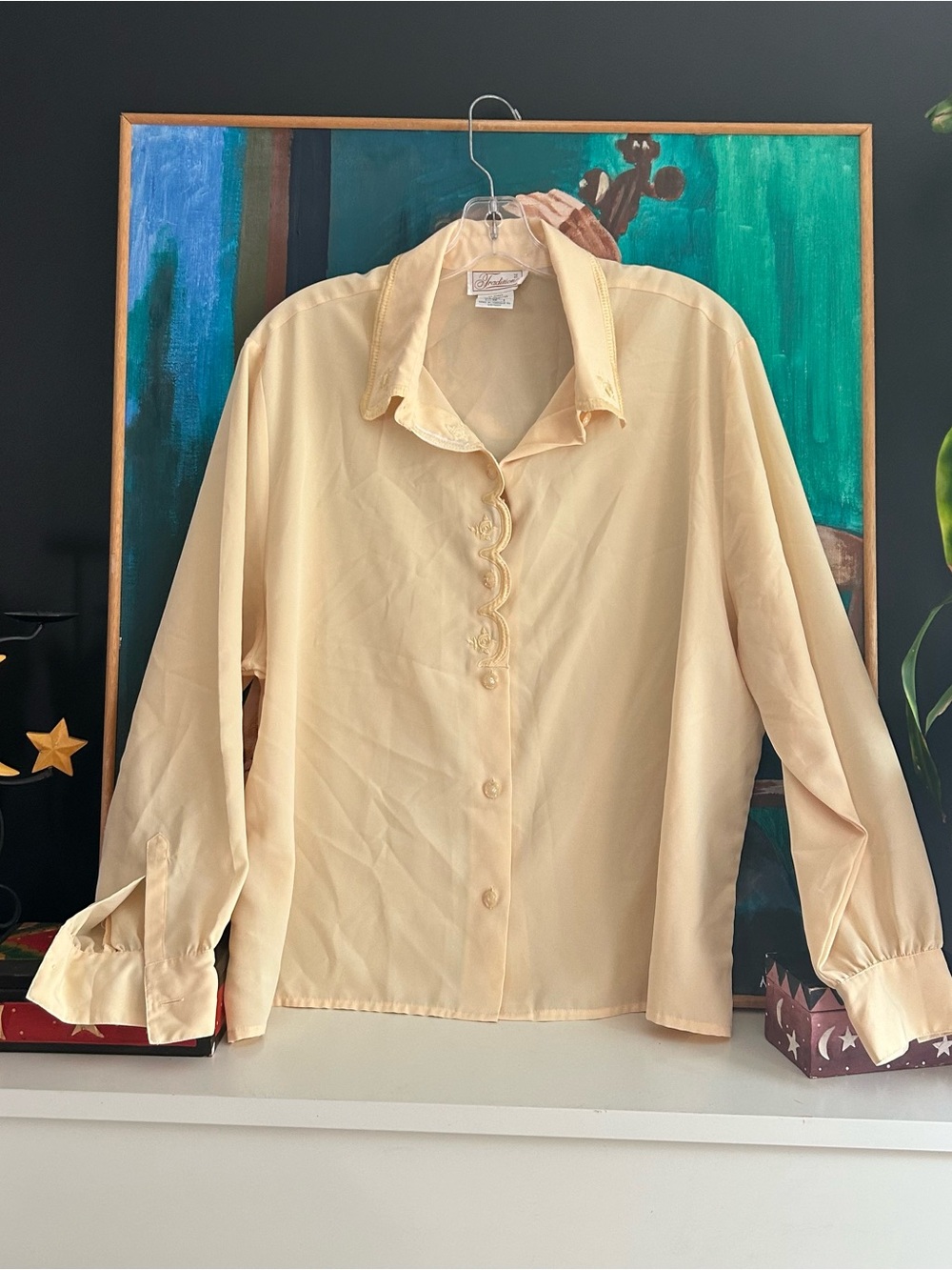 Vintage Tradition Cream Embroidered Button Up Blouse Women’s Plus Size 18